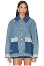 view 2 of 6 Patchwork Denim Midi Jacket in Mid Blue Vintage