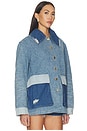 view 3 of 6 Patchwork Denim Midi Jacket in Mid Blue Vintage