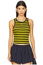 view 1 of 5 Striped Rib Tank Top in Golden Cypress