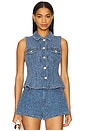 view 1 of 5 Fluffy Denim Fitted Top in Mid Blue Stone