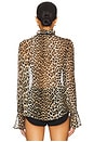 view 3 of 4 Printed Viscose Chiffon Tie String Shirt in Leopard