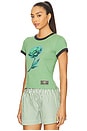 view 2 of 4 Basic Cotton Jersey Peony Baby Fit T-shirt in Stone Green