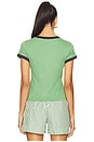 view 3 of 4 Basic Cotton Jersey Peony Baby Fit T-shirt in Stone Green