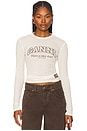 view 1 of 4 Printed Marl Mesh Long Sleeve Top in Egret