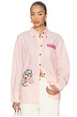 view 1 of 7 Stripe Cotton Oversized Shirt in Peach Parfait