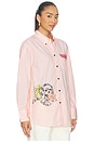 view 3 of 7 Stripe Cotton Oversized Shirt in Peach Parfait