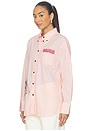 view 4 of 7 Stripe Cotton Oversized Shirt in Peach Parfait