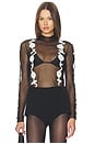 view 1 of 5 Sheer Flower Crochet Applique Top in Black