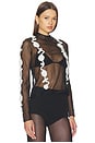 view 2 of 5 Sheer Flower Crochet Applique Top in Black