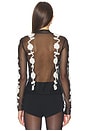 view 3 of 5 Sheer Flower Crochet Applique Top in Black