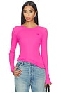 view 1 of 5 Soft Cotton Rib Long Sleeve Top in Raspberry Rose