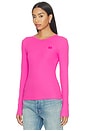 view 2 of 5 Soft Cotton Rib Long Sleeve Top in Raspberry Rose