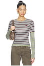 view 1 of 5 Soft Cotton Rib Long Sleeve Double Layer Top in Port Royale