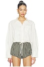 view 1 of 5 CHEMISE STRETCH COTTON CROPPED BOWLING  in Egret