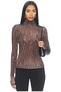 view 1 of 4 Printed Shiny Jersey Turtleneck Top in Rawhide