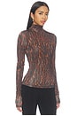 view 2 of 4 Printed Shiny Jersey Turtleneck Top in Rawhide