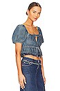 view 2 of 4 Denim Puff Sleeve Top in Tint Wash