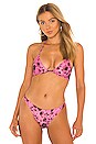 view 1 of 4 Floral Bikini Top in Shocking Pink