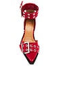 view 4 of 5 Feminine Buckle Open Cut Pump in Racing Red