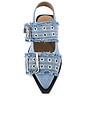view 4 of 5 Feminine Buckle Ballerina in Faded Denim