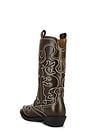view 3 of 5 Mid Shaft Embroidered Western Boot in Dark Olive & Egret