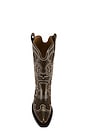 view 4 of 5 Mid Shaft Embroidered Western Boot in Dark Olive & Egret