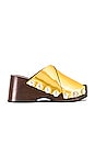 view 1 of 5 Retro Peep Toe Wood Sandal in Gold