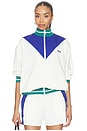 view 1 of 6 Color Block Track Jacket in Optic White & Blue