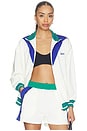 view 2 of 6 Color Block Track Jacket in Optic White & Blue