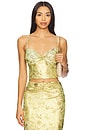 view 1 of 4 Printed Lame Top in Green
