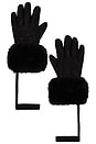 view 1 of 3 Lady Leather Embossed Logo Mittens in Black