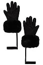 view 2 of 3 Lady Leather Embossed Logo Mittens in Black