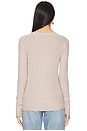 view 3 of 4 Saddle Shoulder Cardigan in Taupe Heather & White Stitch