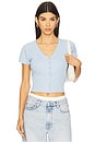 view 1 of 4 Pointelle Short Sleeve Cardigan in Placid