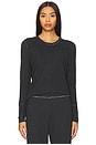 view 1 of 4 Double Face Long Sleeve Crew Neck Top in Charcoal Grey Heather