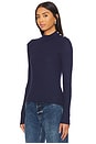 view 2 of 4 Button Shoulder Mock Neck Top in Navy