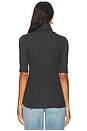 view 3 of 4 Ribbed Half Sleeve Turtleneck Top in Charcoal Heather