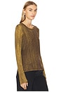 view 2 of 4 Long Sleeve Classic Metallic Spray Top in Coffee With Gold