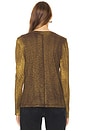 view 3 of 4 Long Sleeve Classic Metallic Spray Top in Coffee With Gold