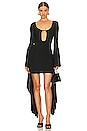 view 1 of 3 Drape Long Sleeve Mini Dress in Black