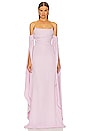 view 1 of 4 Strapless Drape Sleeve Gown in Light Pink