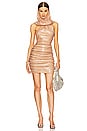 view 2 of 5 Hooded Sequin Mini Dress in Camel