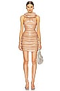view 3 of 5 Hooded Sequin Mini Dress in Camel