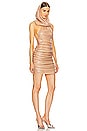 view 4 of 5 Hooded Sequin Mini Dress in Camel