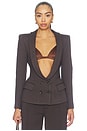 view 1 of 4 Rosette Double-breasted Blazer in Brown