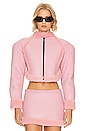 view 1 of 4 Pink Leather Bomber Jacket in Light Pink