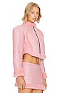 view 2 of 4 Pink Leather Bomber Jacket in Light Pink