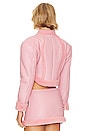 view 3 of 4 Pink Leather Bomber Jacket in Light Pink