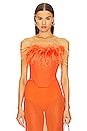 view 1 of 4 Feather Strapless Bustier in Vibrant Orange