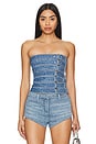 view 1 of 4 Strapless Denim Top in Blue